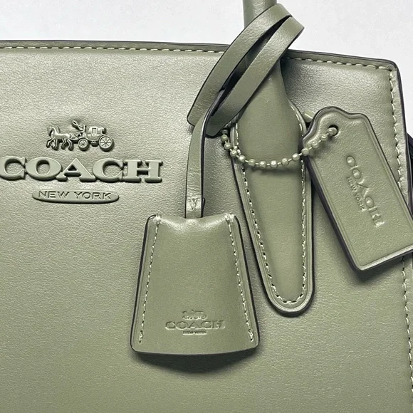 Coach Andrea Carryall 2way Refined Calf Leather Bag in Military GreenCP081 NWT
